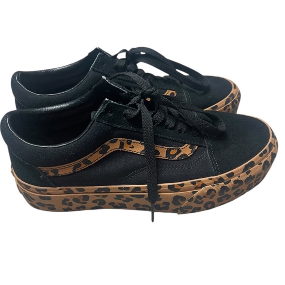Vans Old Skool Black/Cheetah Platform Shoe - Picture 1 of 6